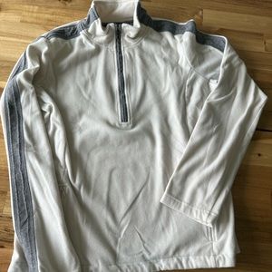 Eddie Bauer white fleece half-zip sweater